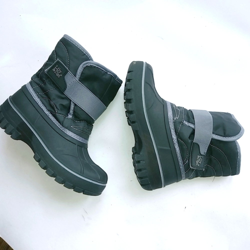 Lily & Dan 11/12 Girls Snow & Ice Weather Boots Black Blue